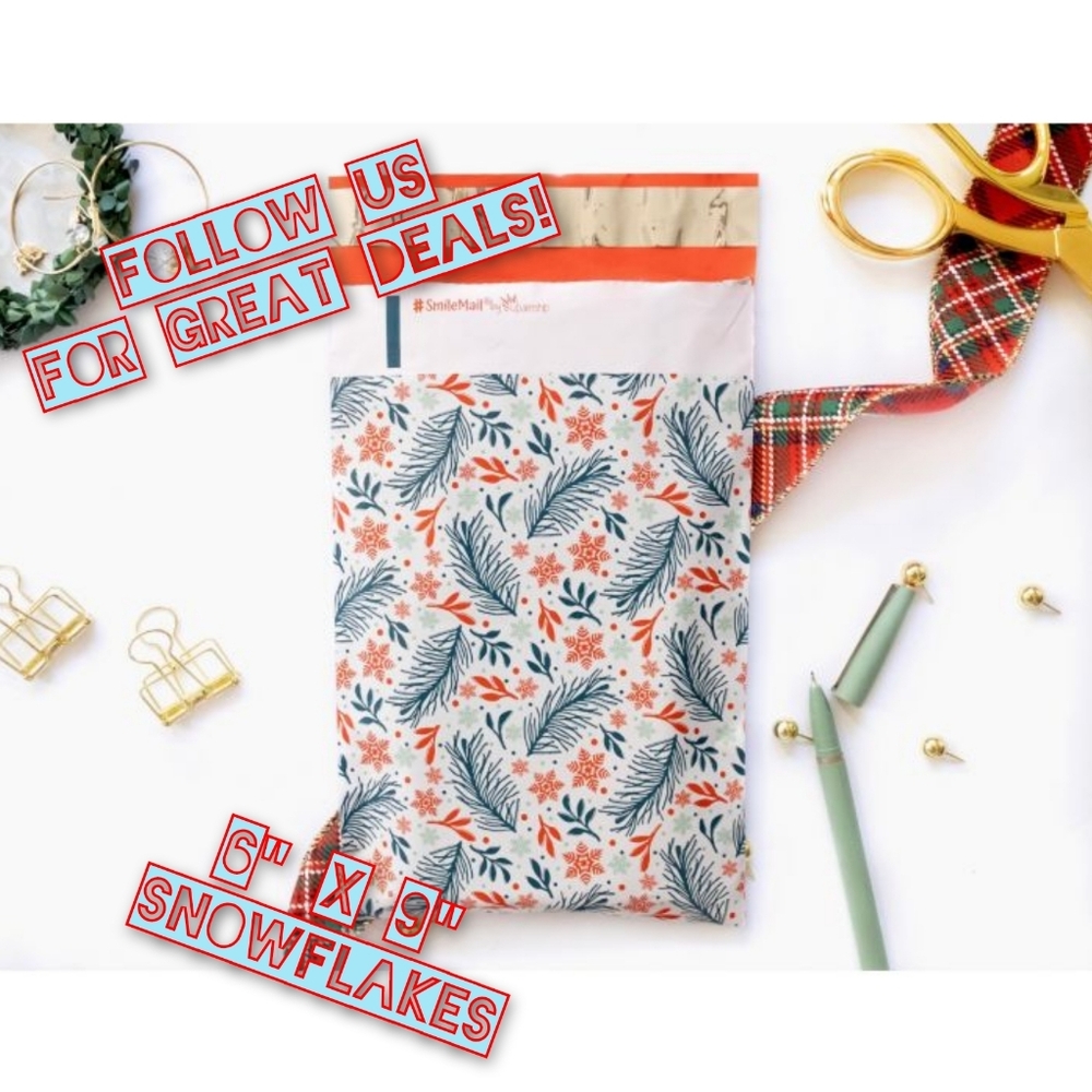 50 Poly Mailers 6x9 Snow Flakes